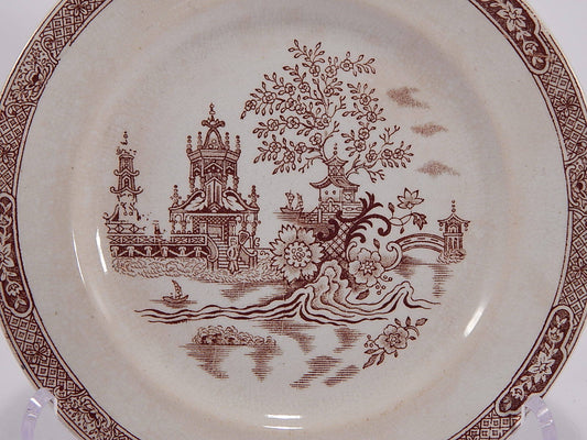 ANTICO PIATTO PORCELLANA CERAMICA META' 1800 GUSTAVSBERG DECORO GONG GONG