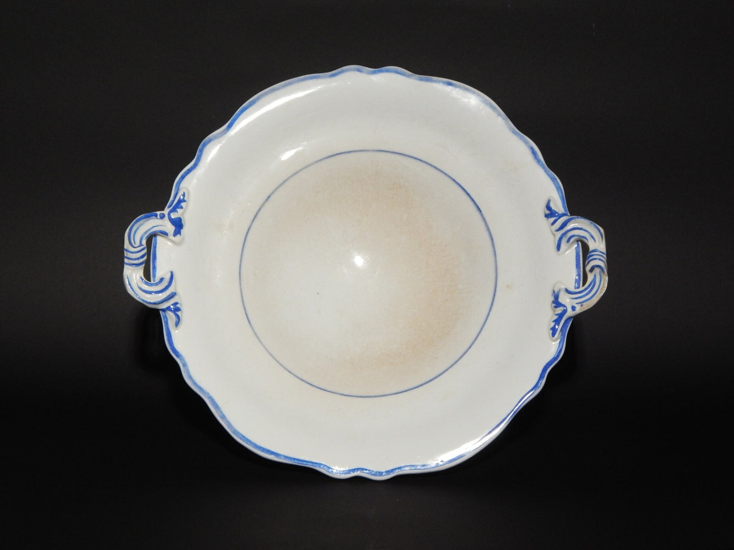ANTICA ALZATA FRUTTIERA CENTROTAVOLA CERAMICA BIANCA-BLU RICHARD MILANO FINE 800