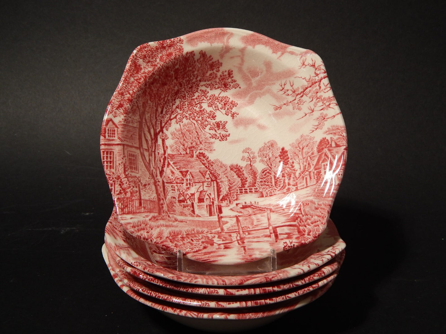 ANTICHE JOHNSON BROS 5 CIOTOLE MACEDONIA SEMI PORCELLANA DECORO COTSWOLD ROSSO