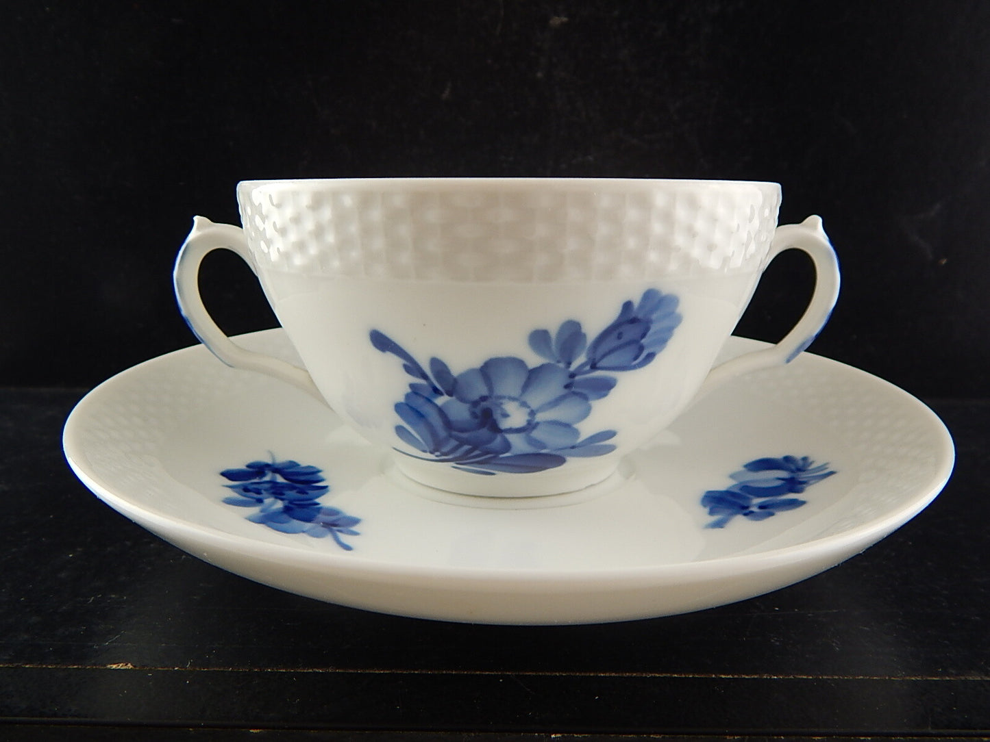 ROYAL COPENHAGEN PORCELLANA BLUE FLOWER TAZZA BRODO BOUILLON CUP DIPINTA MANO #3