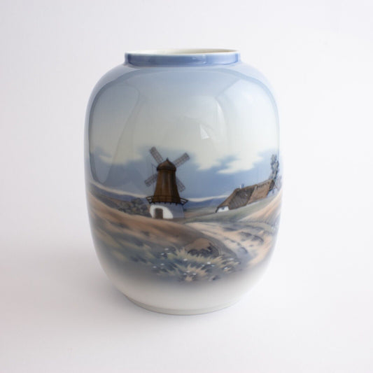 VASO PORCELLANA LYNGBY COPENHAGEN "Mulino di Campagna" VINTAGE HANDPAINTED