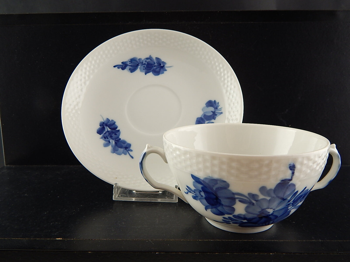 ROYAL COPENHAGEN PORCELLANA BLUE FLOWER TAZZA BRODO BOUILLON CUP DIPINTA MANO #3