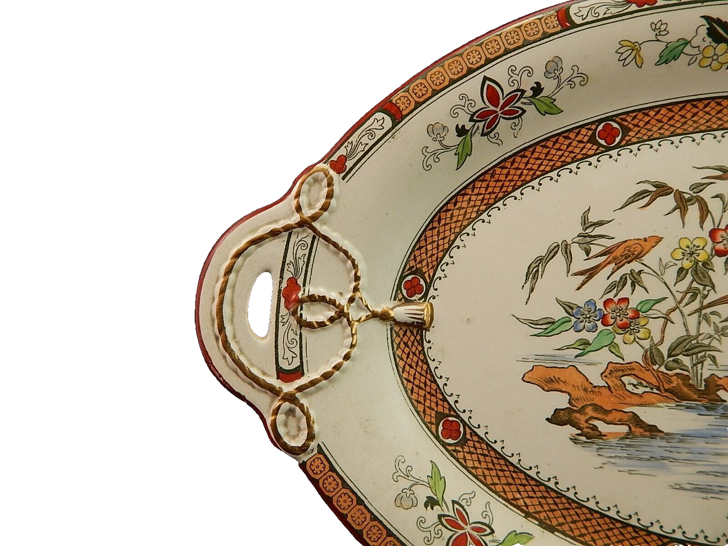 ANTICO 1880 VASSOIO CON MANICI SEMI PORCELLANA INGLESE BISHOP POWELL & STONIER