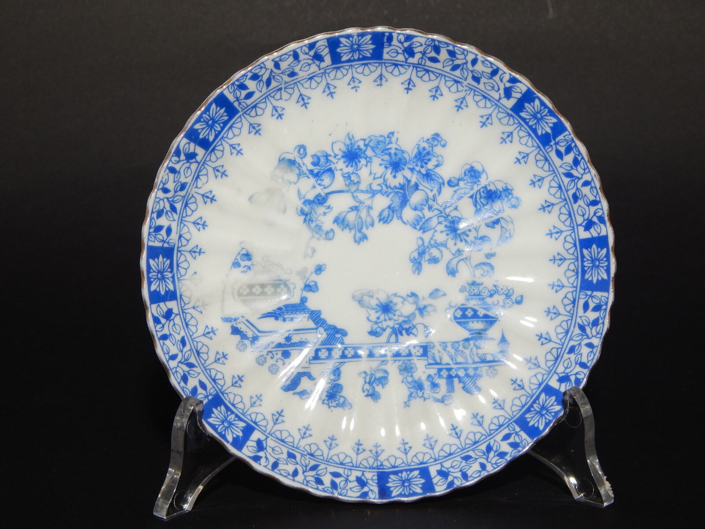 ANTICHI 4 PIATTINI SOTTO TAZZA PORCELLANA DISEGNO BLU CHINA BAVARIA
