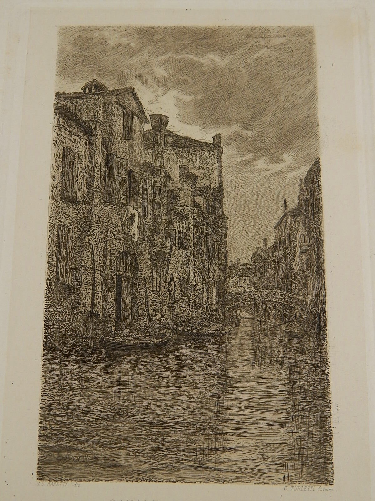 ANTICA STAMPA CANALE DI VENEZIA MITI ZANETTI INCISIONE G.O.RAPETTI C.TURLETTI