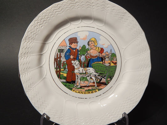 ANTICO PIATTO DECORATIVO CERAMICA SARREGUEMINES FLANDRES PRIMA META' 900