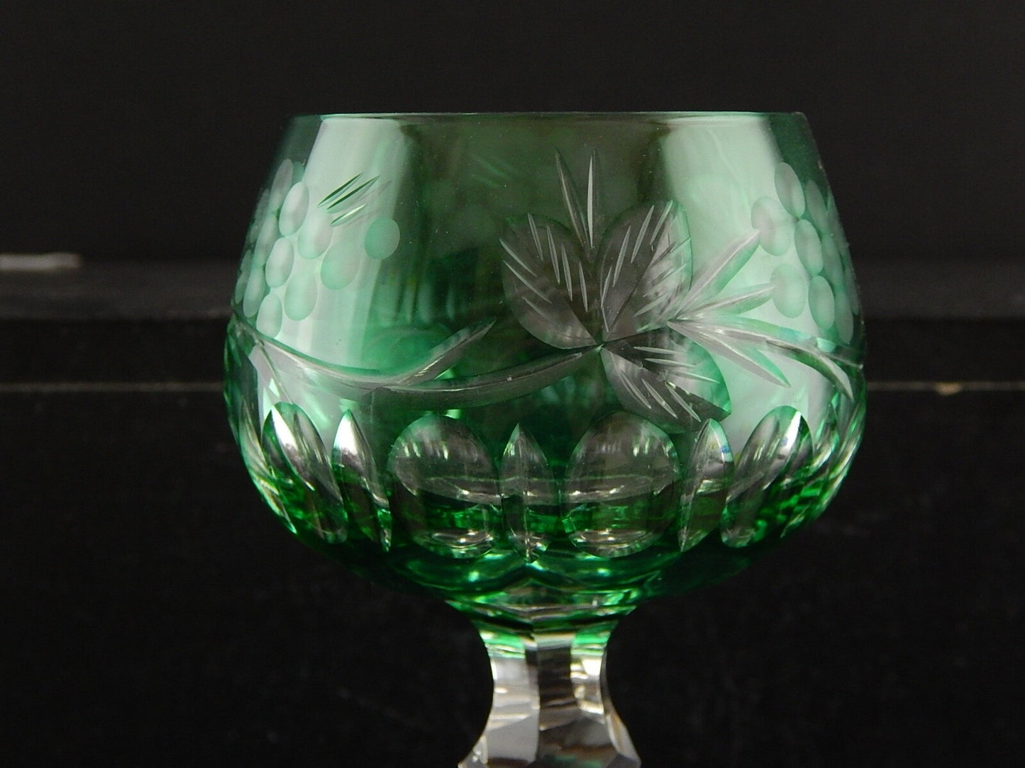 PREZIOSO VINTAGE BICCHIERE CALICE CRISTALLO BOEMIA MOLATO VERDE