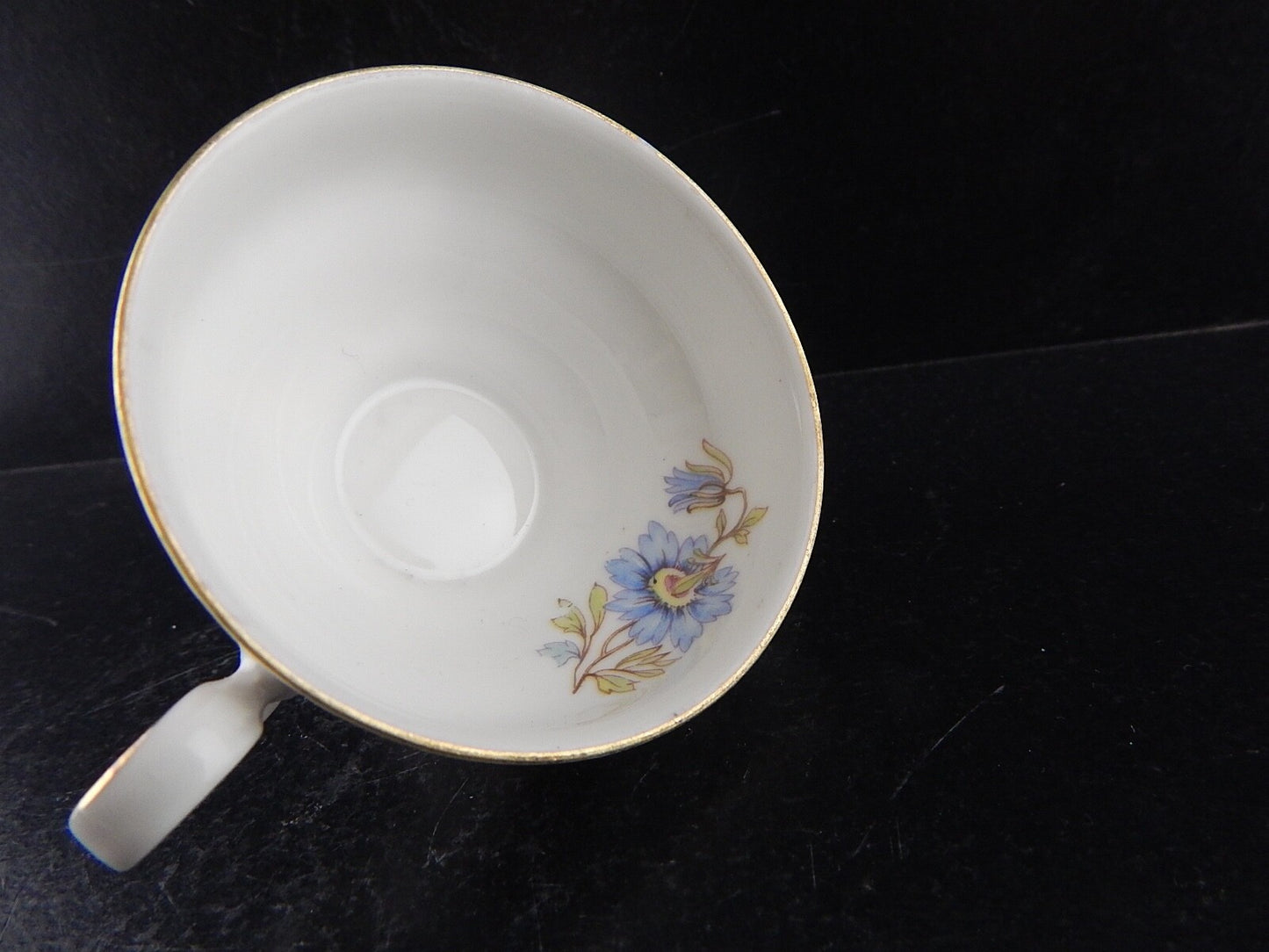 ANTICA TAZZINA CAFFE' PORCELLANA BIANCA FIORI E ORO BAVARIA SELTMANN THERESIA #