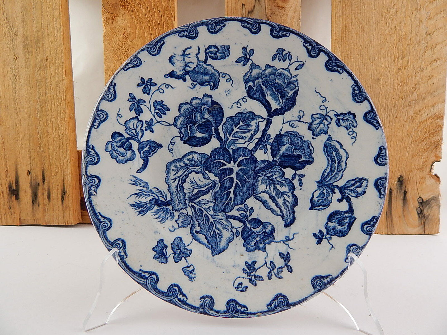 CERAMICA GABUTTI CHIUSA PESIO RARITÀ PIATTO DA MUSEO BLU FLOW FINE 1800