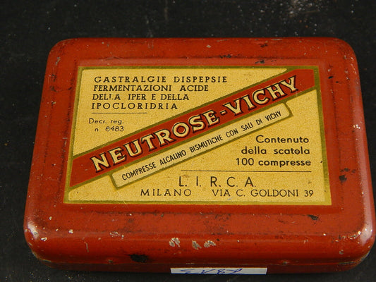 PUBBLICITARIO FARMACIA VINTAGE SCATOLA COMPRESSE NEUTROSE VICHY LIRCA MILANO