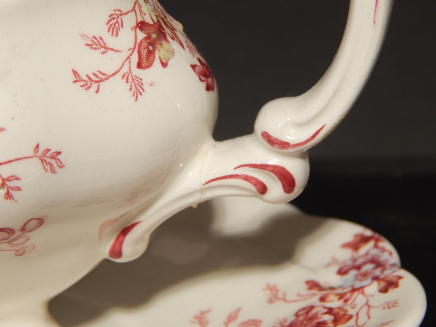 ANTICA SALSIERA BOOTHS DECORO WASHINGTON SEMI-PORCELLANA INGLESE DIFETTI