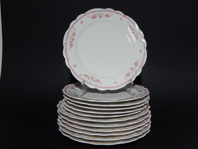 ANTICO SERVIZIO 12 PIATTI PORCELLANA LIBERTY GHIRLANDE LIMOGES MARTIN FRERES