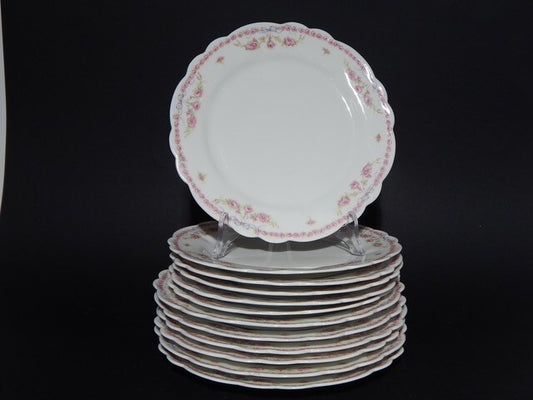 ANTICO SERVIZIO 12 PIATTI PORCELLANA LIBERTY GHIRLANDE LIMOGES MARTIN FRERES