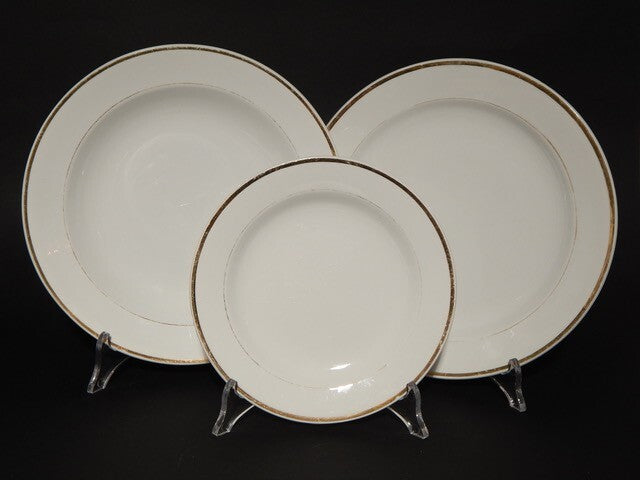 ANTICO SERVIZIO 18 PIATTI CERAMICA RICHARD MILANO FINE 800 BIANCO E ORO IMPERO