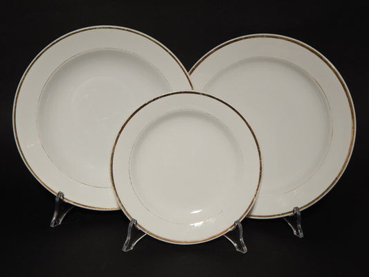 ANTICO SERVIZIO 18 PIATTI CERAMICA RICHARD MILANO FINE 800 BIANCO E ORO IMPERO