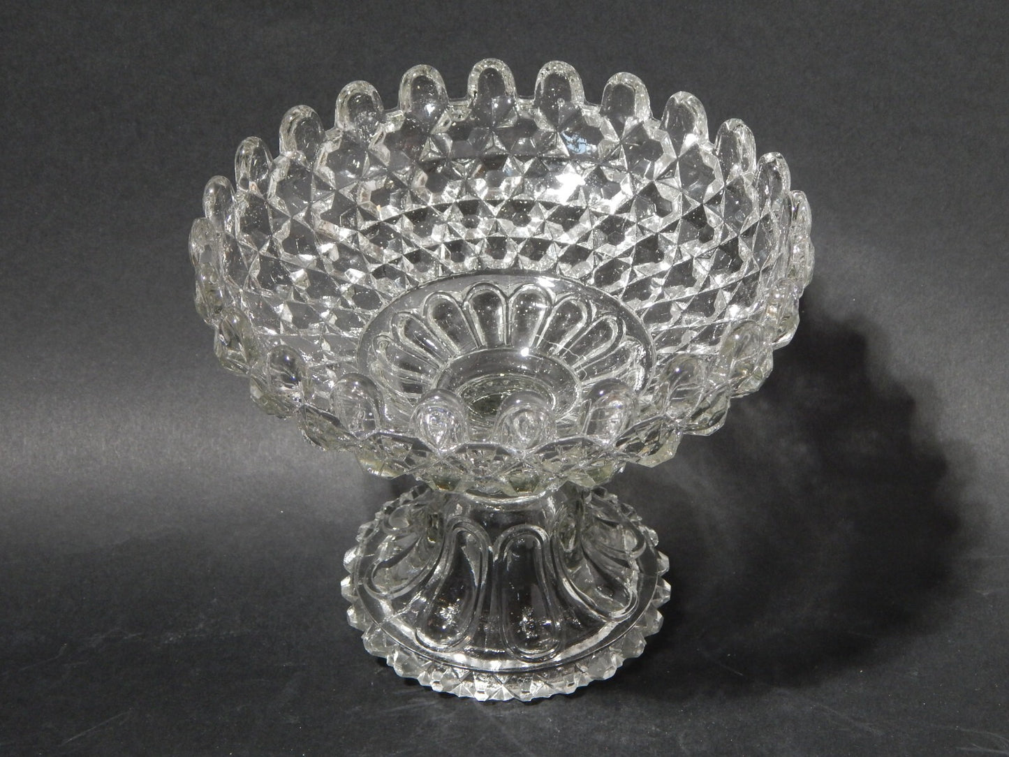 ANTICA PRIMO 800 ORIGINALE ELEGANTE ALZATA COPPA CENTROTAVOLA IN VETRO