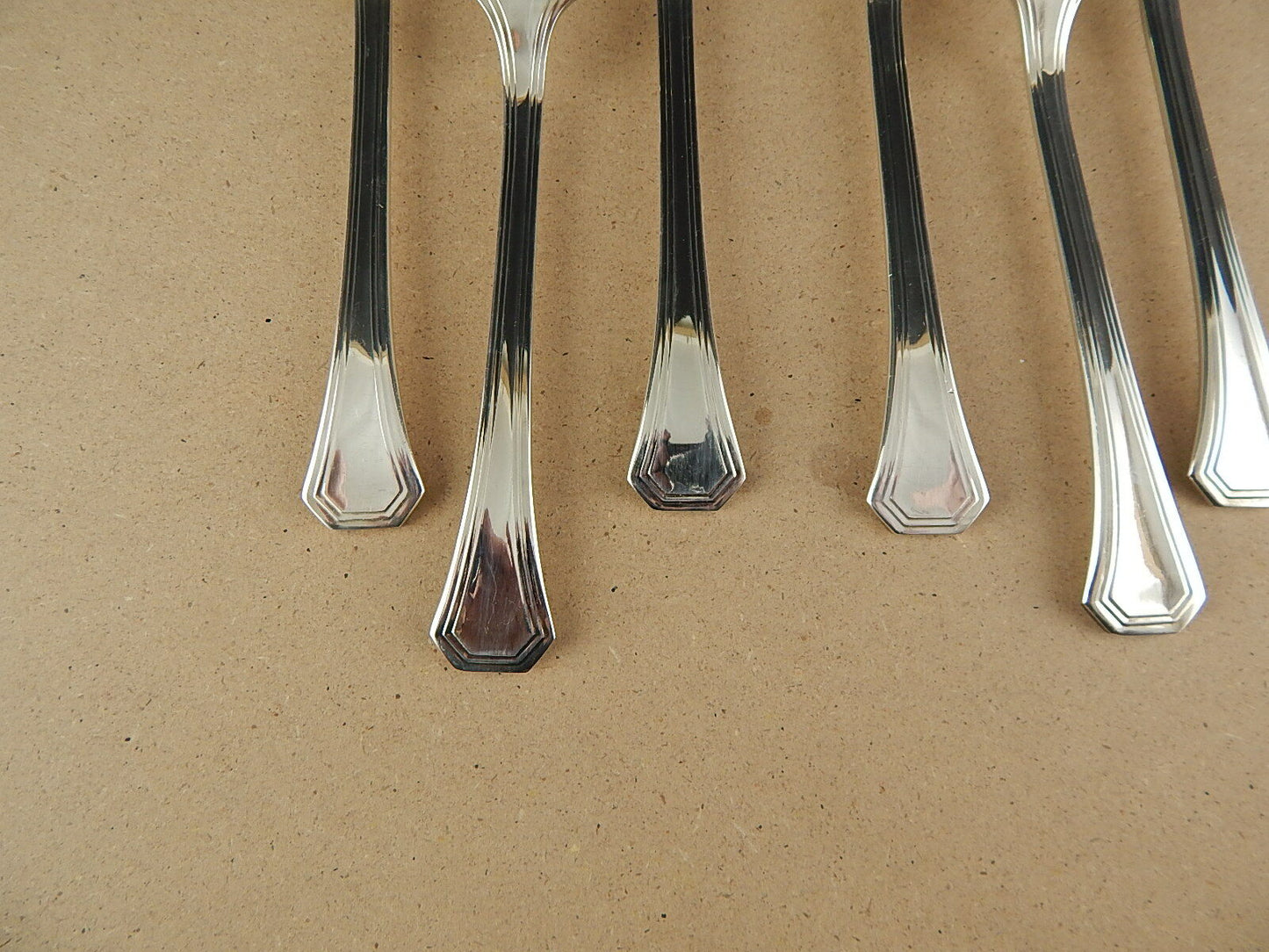 VINTAGE ARGENTERIA SAMBONET G S SET 6 FORCHETTE ARGENTATE MODELLO DECO'