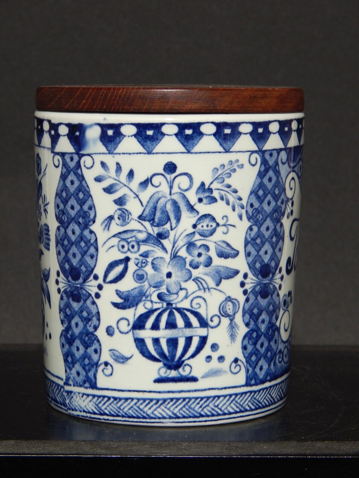 VINTAGE VASO CERAMICA PORTA TABACCO DELFT MAASTRICHT PETRUS REGOUT KING GUSTAV
