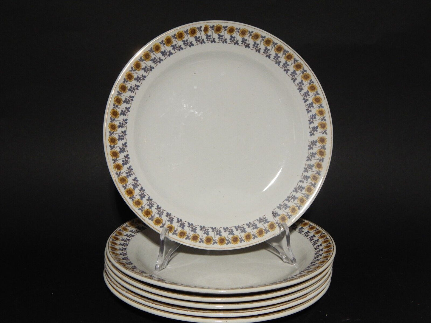 ANTICO RARO SERVIZIO 6 PIATTI PIANI S.C.I. CERAMICA ITALIANA LAVENO GIRASOLI