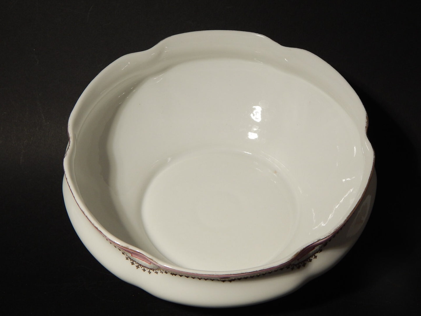 ANTICA FRUTTIERA CENTROTAVOLA PORCELLANA GINORI LIBERTY DECORO ROSA E ORO