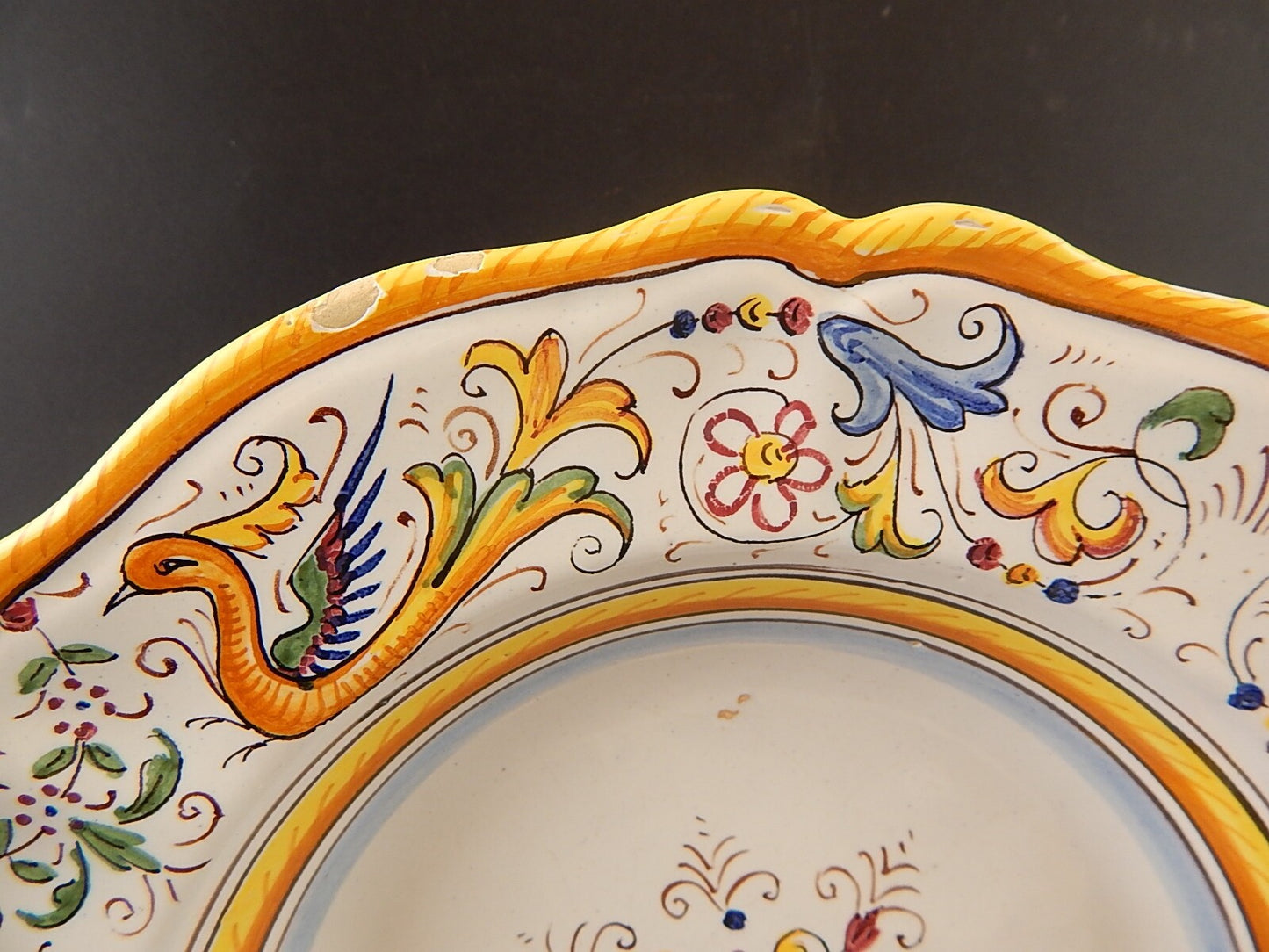 ANTICO PIATTO FONDO CERAMICA MAIOLICHE DERUTA PERUGIA 1900 DECORO RINASCIMENTALE