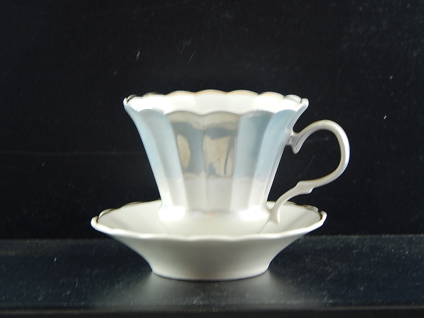 ANTICA ART DECO TAZZA PIATTO MANIFATTURA RUSSA DECORO AZZURRO SFUMATO COLLEZIONE