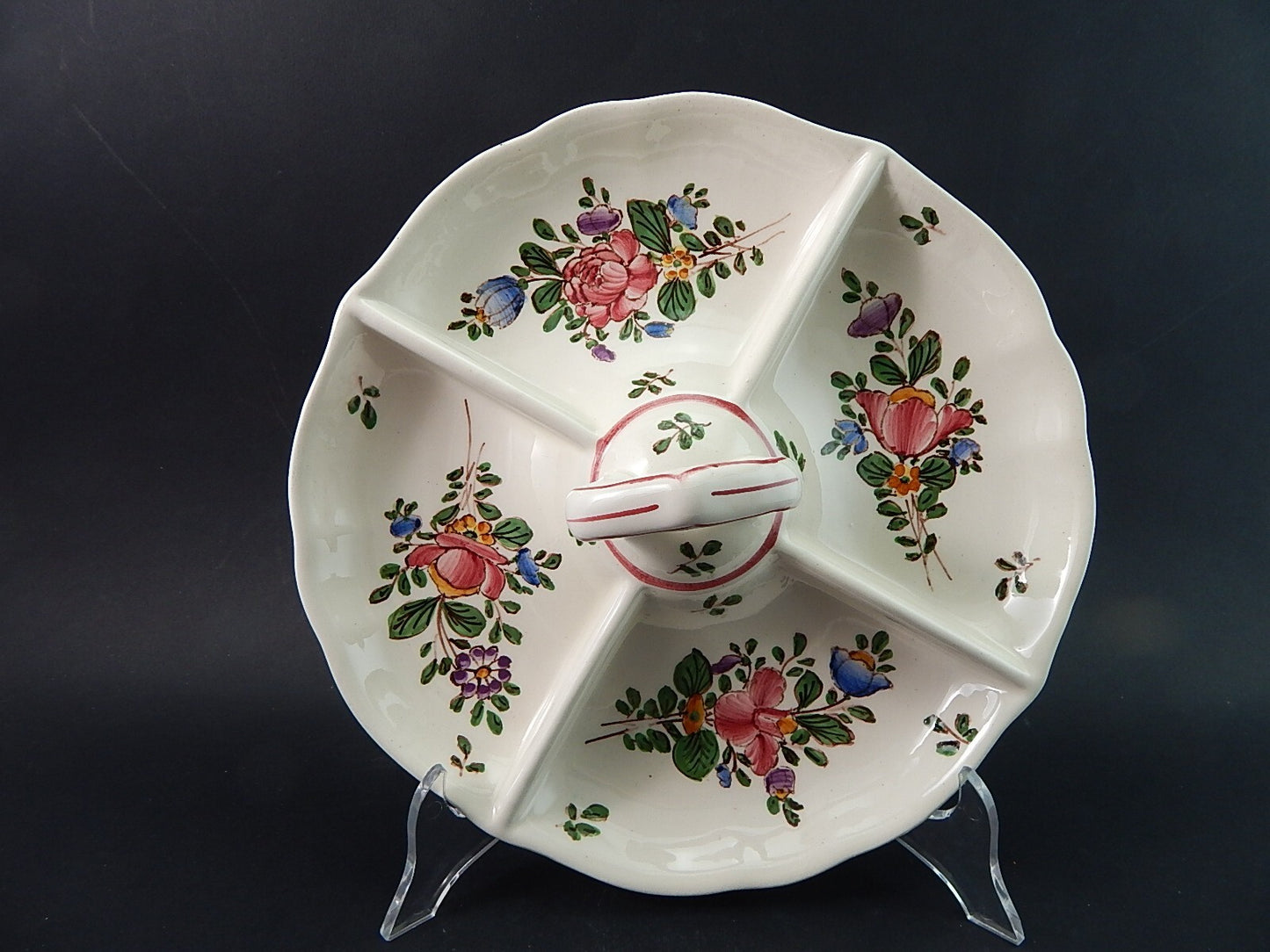 VINTAGE RARO VASSOIO ANTIPASTIERA MAIOLICA CERAMICA PAGANI VECCHIA LODI DIPINTO