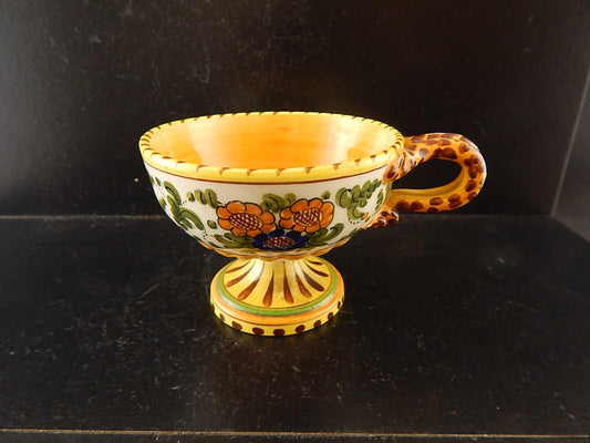 ANTICA TAZZA MAIOLICA CERAMICA POLICROMA FANTECHI ANSA A SERPE PRIMO 900 #8932