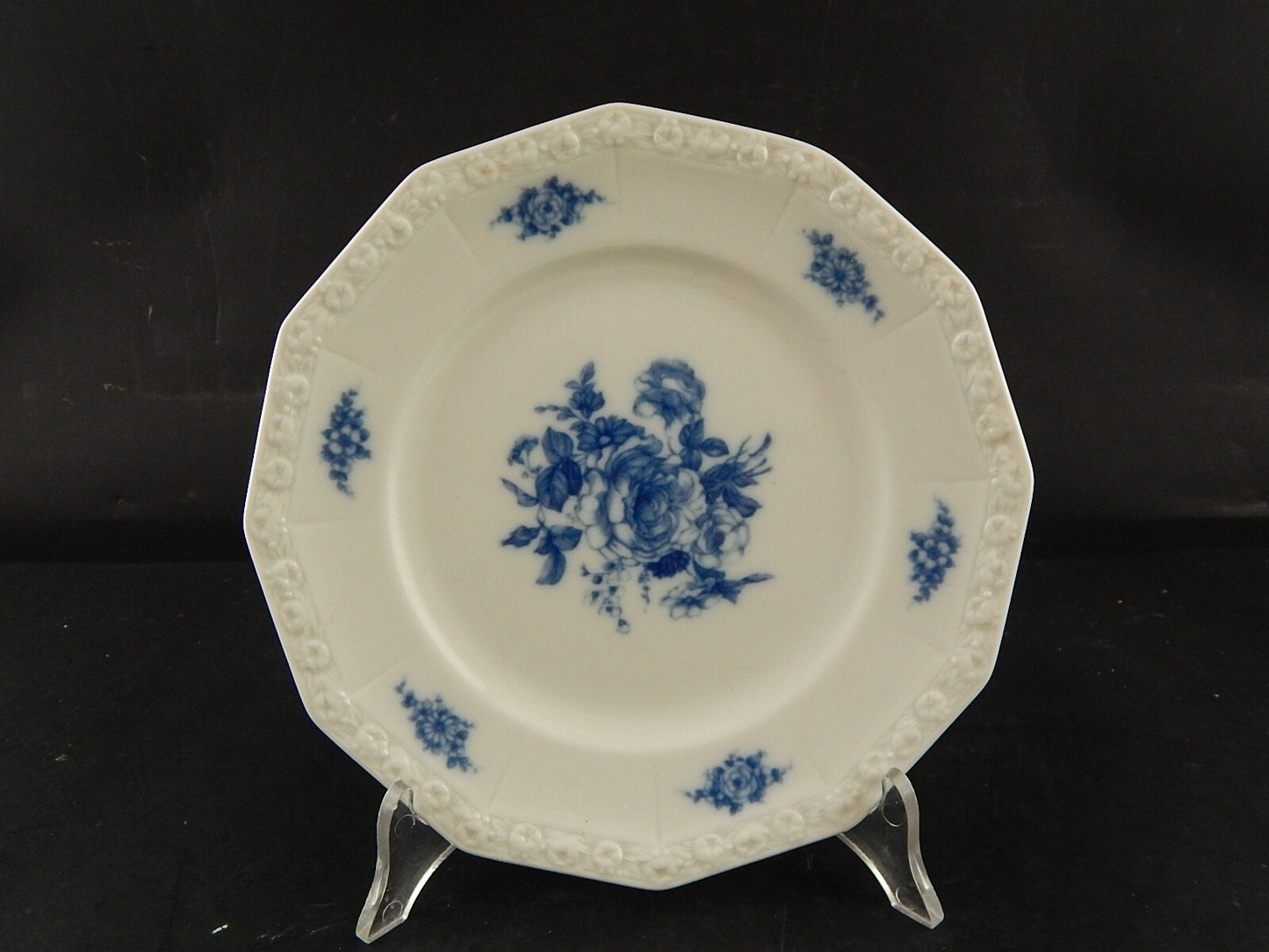 ANTICO PIATTO DESSERT PORCELLANA ROSENTHAL MARIA ROSE BLU