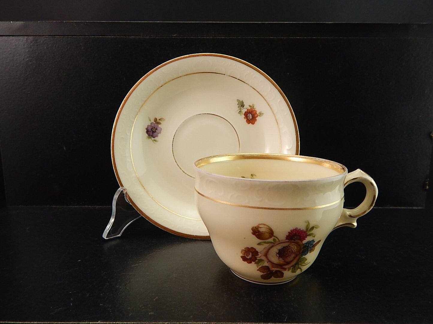 ANTICA TAZZA KPM COPENHAGEN PORCELLANA BOUQUET DI FIORI E ORO DEL 1924 #1209