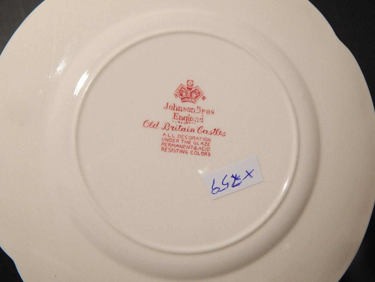 VINTAGE JOHNSON BROS OLD BRITAIN CASTLE PIATTO DOLCE SEMI PORCELLANA ROSSO