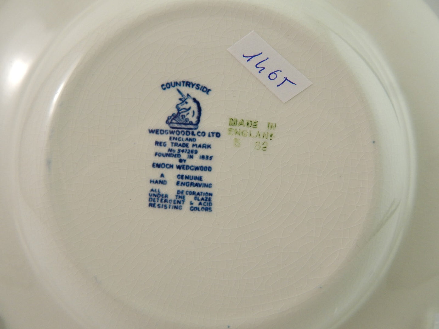 WEDGWOOD&CO VINTAGE PIATTO FONDO SEMI-PORCELLANA META' 900 COUNTRYSIDE