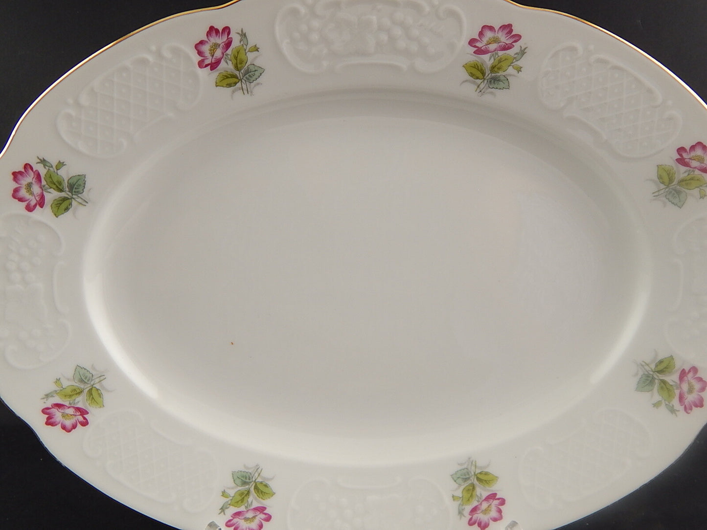 VINTAGE RICHARD GINORI VASSOIO PIATTO OVALE PORCELLANA ROSA CANINA DIFETTO