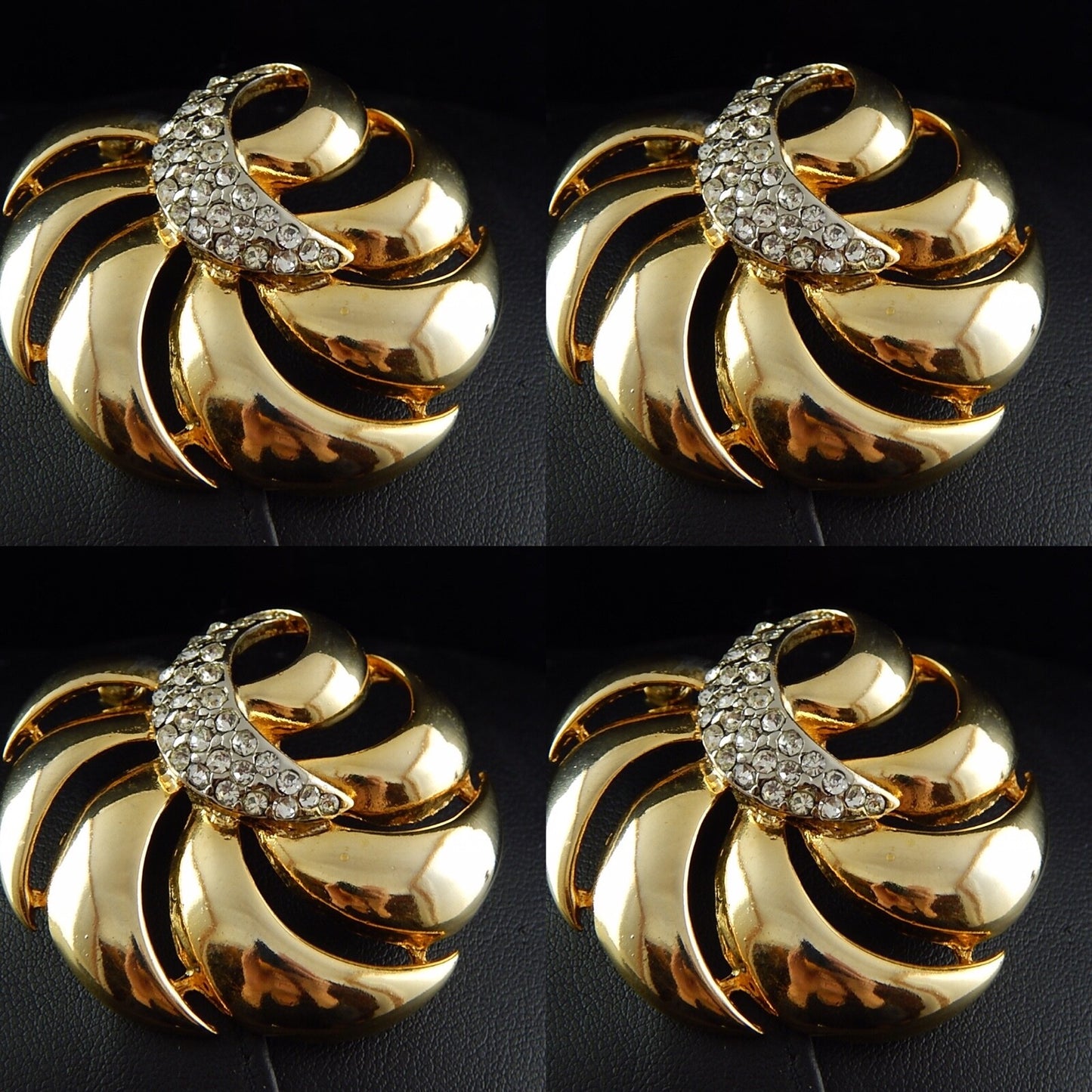 VINTAGE BIJOUX SPILLA CON PREZIOSA DORATURA E CRISTALLI BROOCH