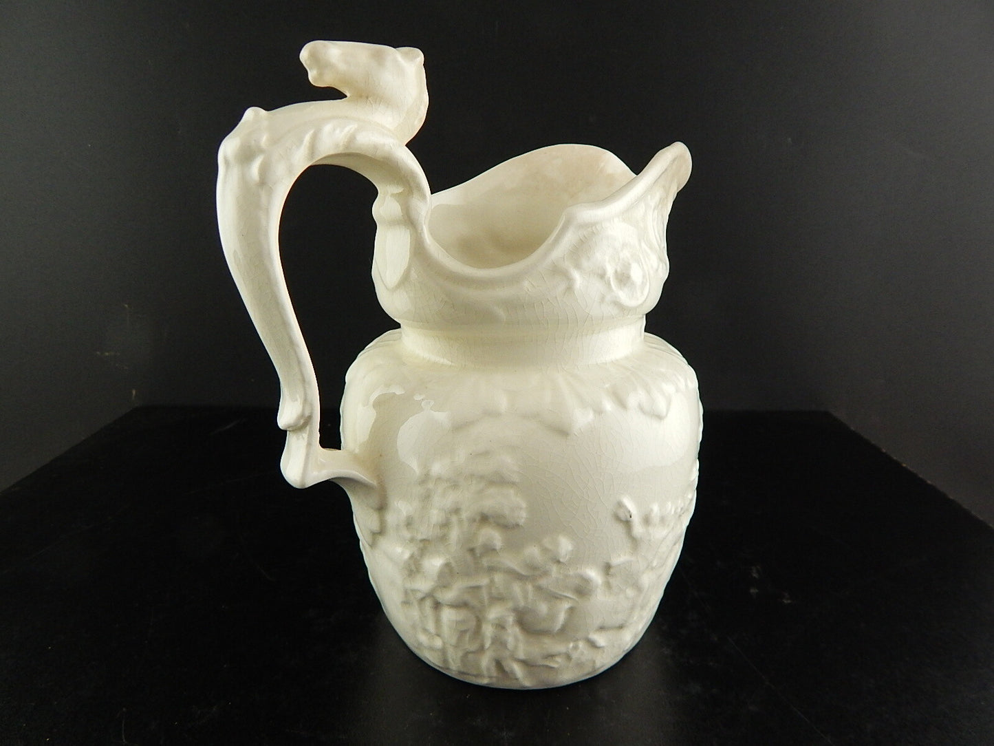 ANTICA PREZIOSA RARA CARAFFA BROCCA CERAMICA BARBOTINE INGLESE ARTHUR WOOD