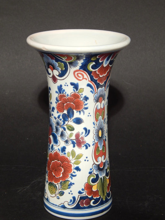 VINTAGE VASO IN CERAMICA POLICROMA COLLEZIONE OUD DELFT DIPINTO A MANO
