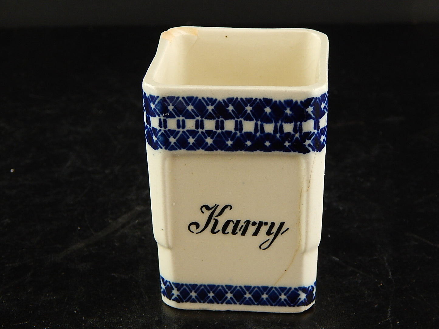 ANTICO BARATTOLO SPEZIE CERAMICA CARRY CUCINA ART DECO PRIMO 900 BIANCO BLU