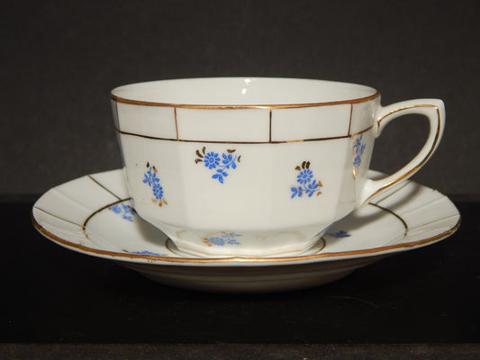 ANTICA RARA TAZZA TÈ PORCELLANA ART DECO BAVARIA DECORO FIORDALISI E ORO # 1256