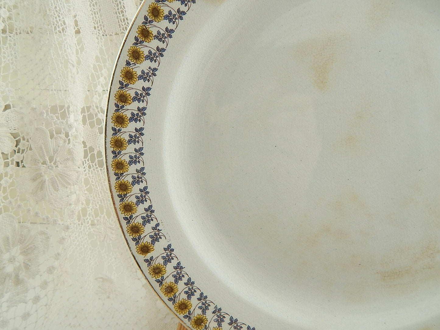 ANTICO ART NOUVEAU VASSOIO PIATTO PORTATA CERAMICA ITALIANA LAVENO GIRASOLI #