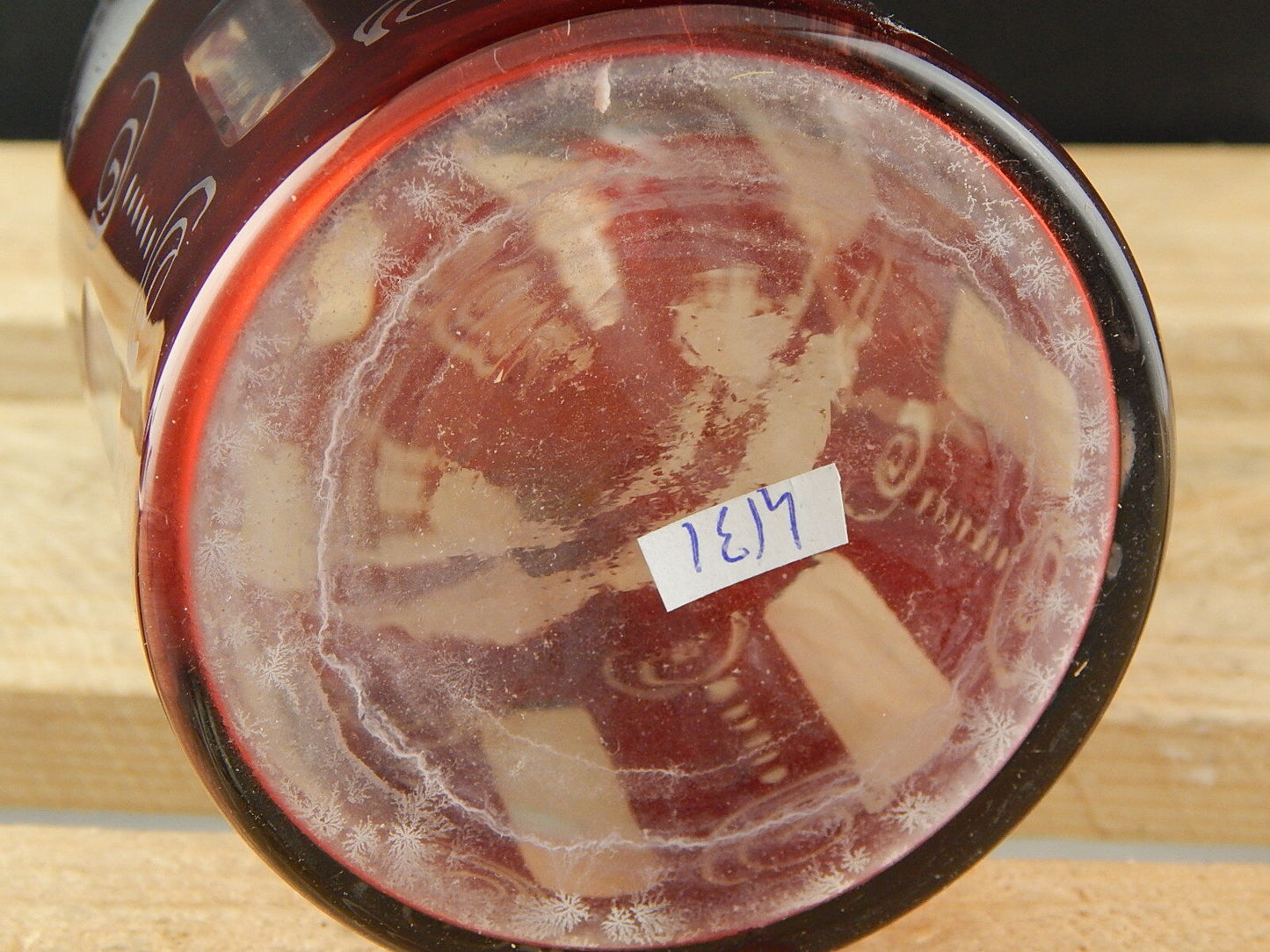 ANTICA RARA BOTTIGLIA INCISA CRISTALLO BOHEMIA BIEDERMEIER ROSSO RUBINO