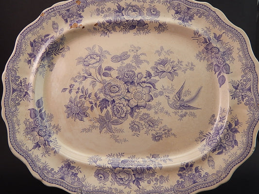 ANTICO RARO VASSOIO CERAMICA PRIMAVESI & SONS SWANSEA ASIATIC PHEASANTS FINE 800