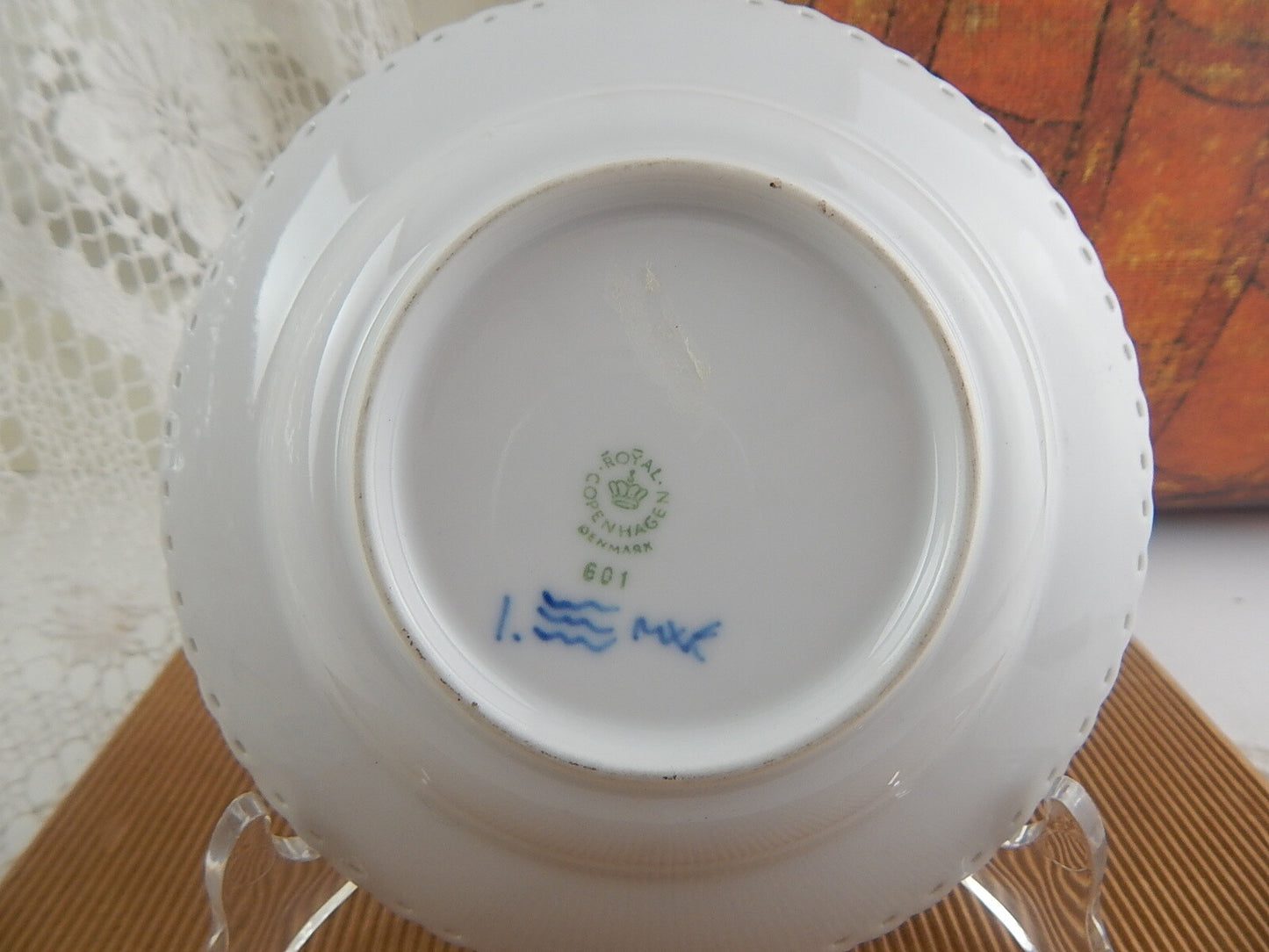 ROYAL COPENHAGEN PORCELLANA BLUE FLUTED FULL LACE DEEP PLATE PIATTO 601 14,5 CM