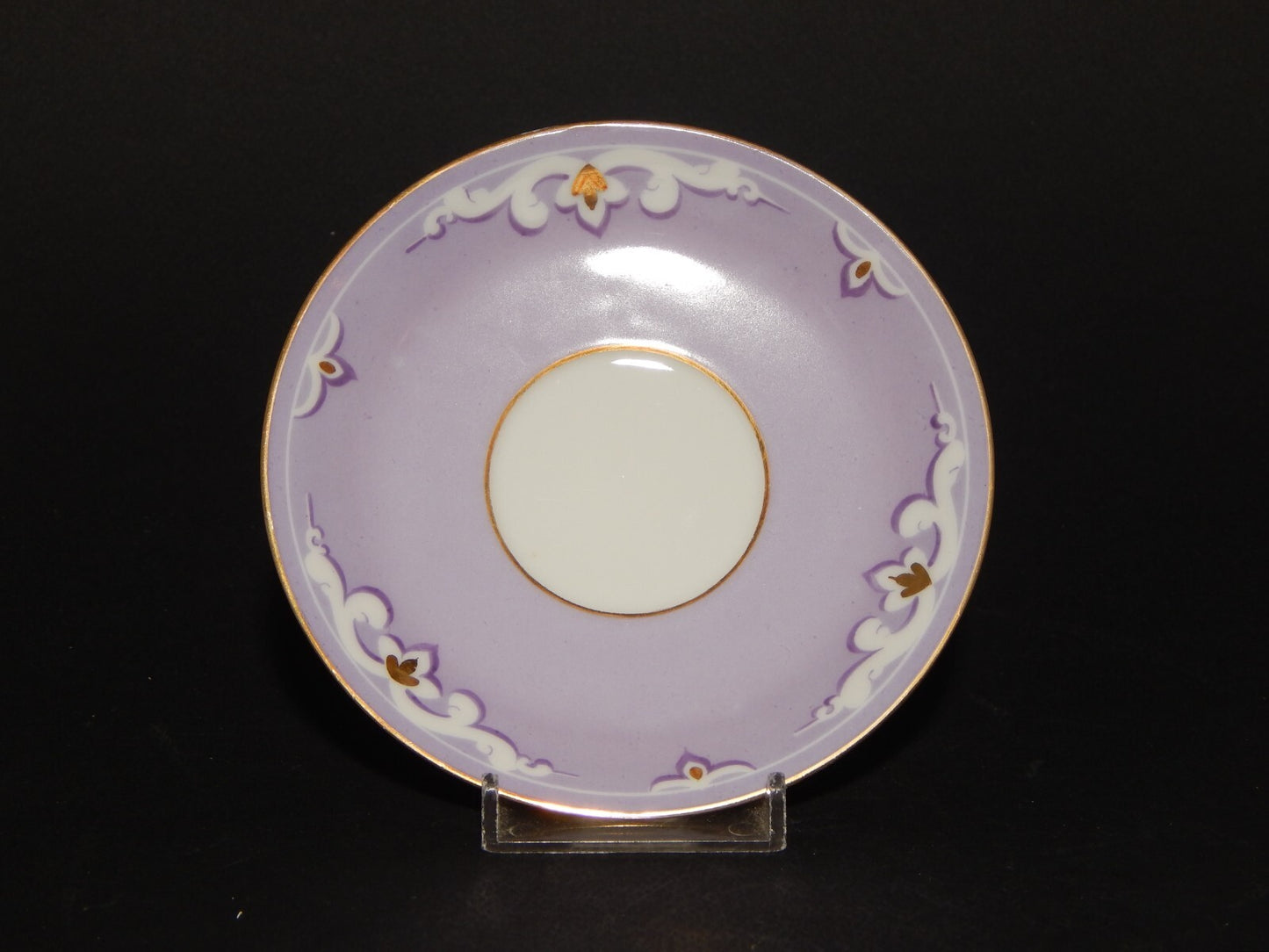 ANTICO RARO LIBERTY SERVIZIO 6 TAZZINE CAFFE' FINISSIMA PORCELLANA VIOLA LILLA