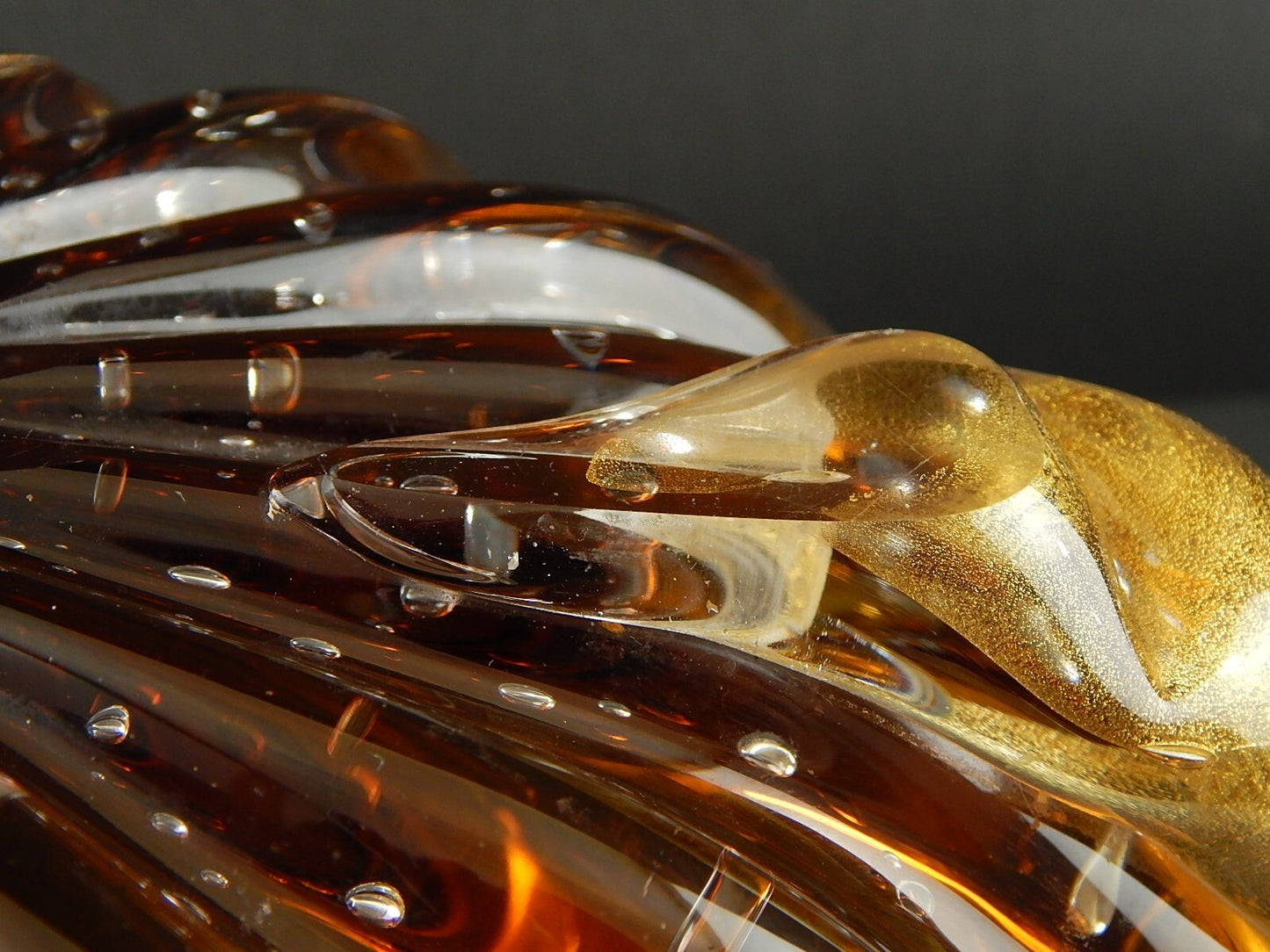 PREZIOSO RARO ART DECO CENTROTAVOLA VASCA VETRO SOFFIATO FIRMATO TOSO MURANO