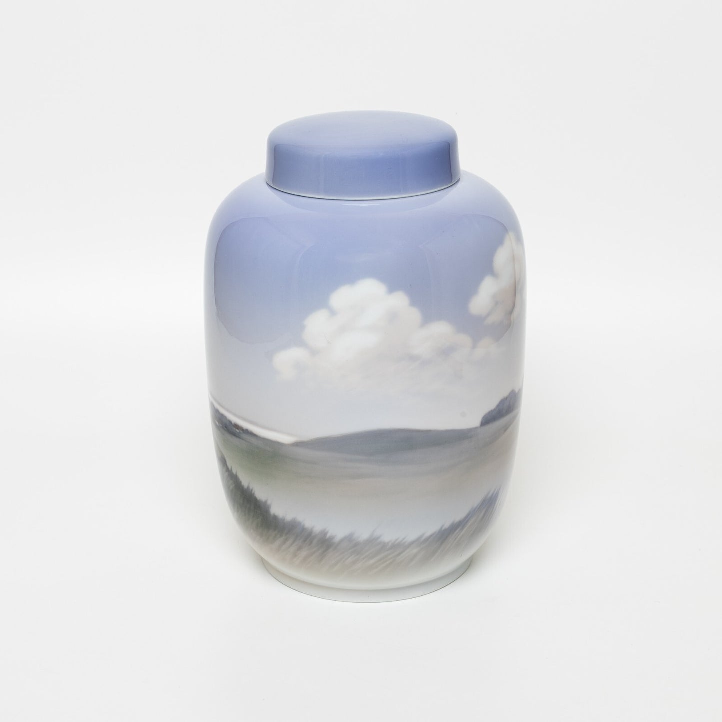 VASO URNA PORCELLANA ROYAL COPENHAGEN "Paesaggio con Mulino" ORIGINALE CM 24