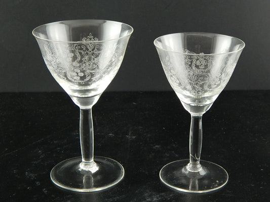 ANTICO RARO PREZIOSO LIBERTY SET 4 BICCHIERI O 2 COPPIE CALICI CRISTALLO INCISI