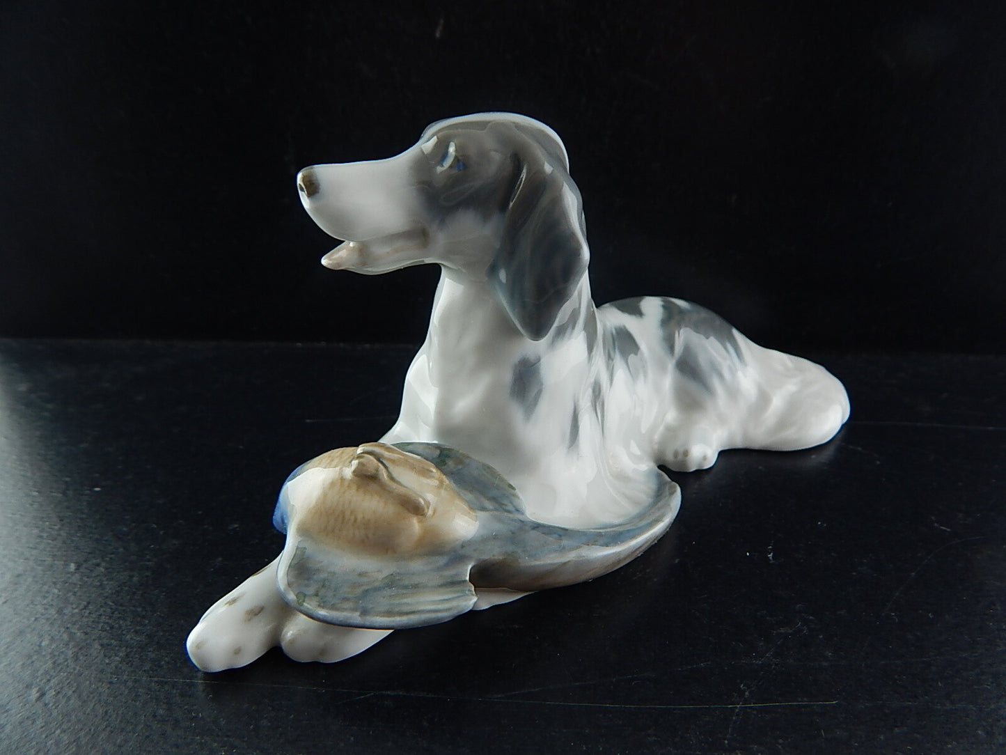 VINTAGE ROYAL COPENHAGEN RARA AUTENTICA STATUINA PORCELLANA SETTER CON FAGIANO