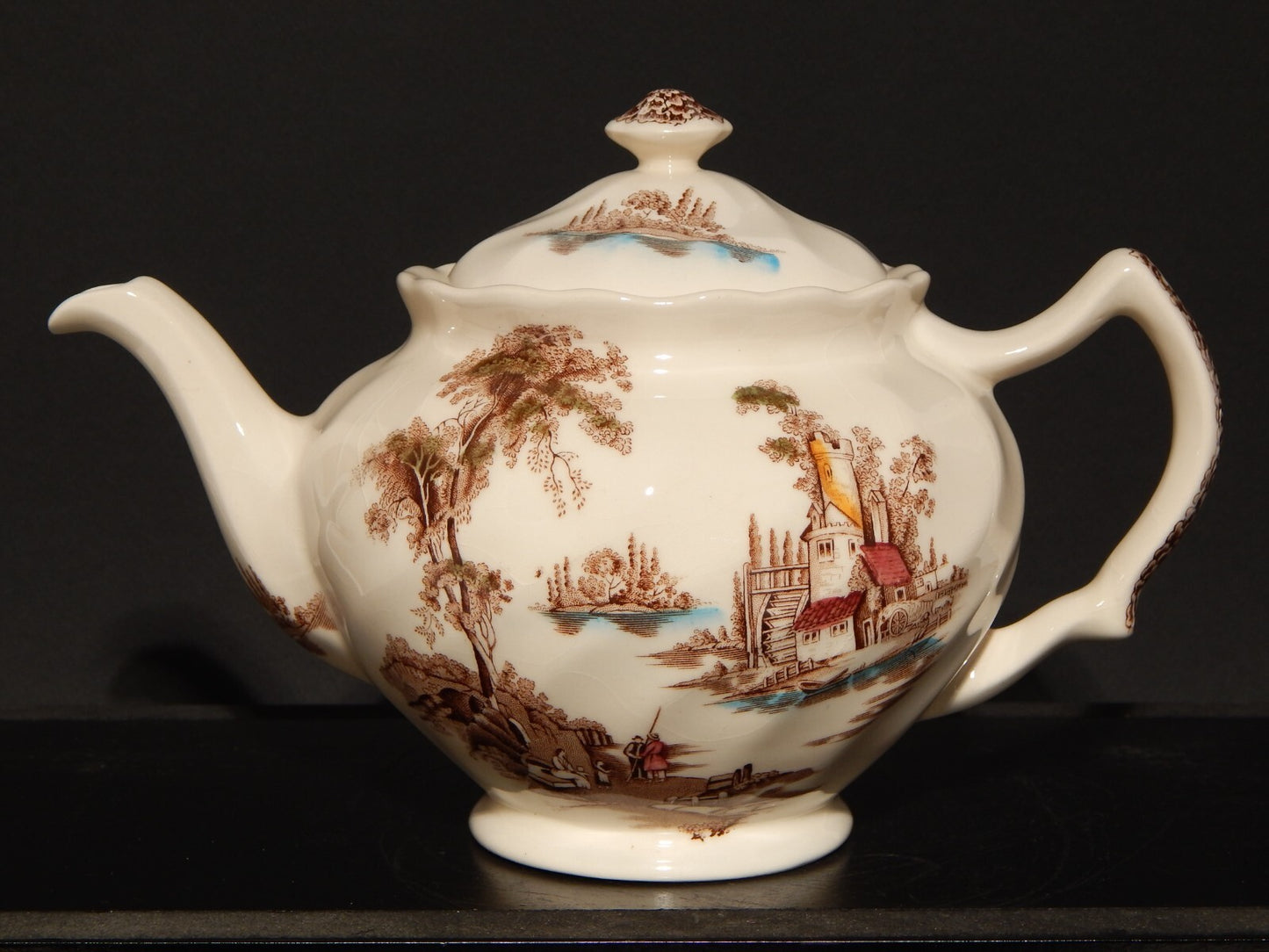 VINTAGE TEIERA SEMI PORCELLANA JOHNSON BROS THE OLD MILL STAMPATA A MANO