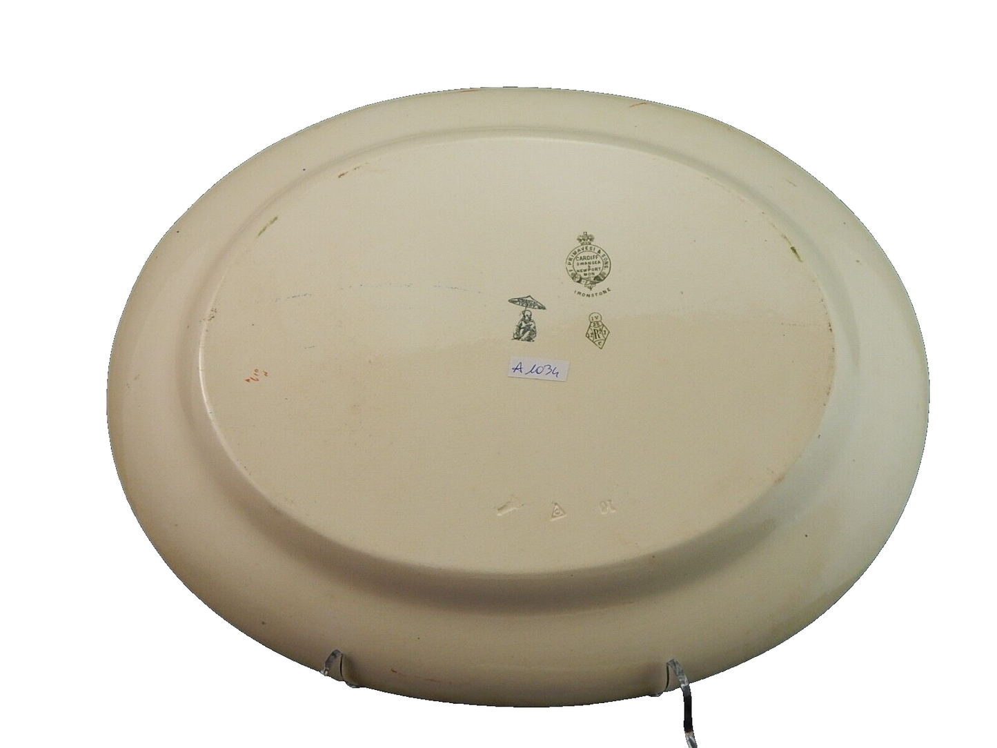 ANTICO 1880 VASSOIO OVALE SEMI PORCELLANA INGLESE BISHOP POWELL & STONIER