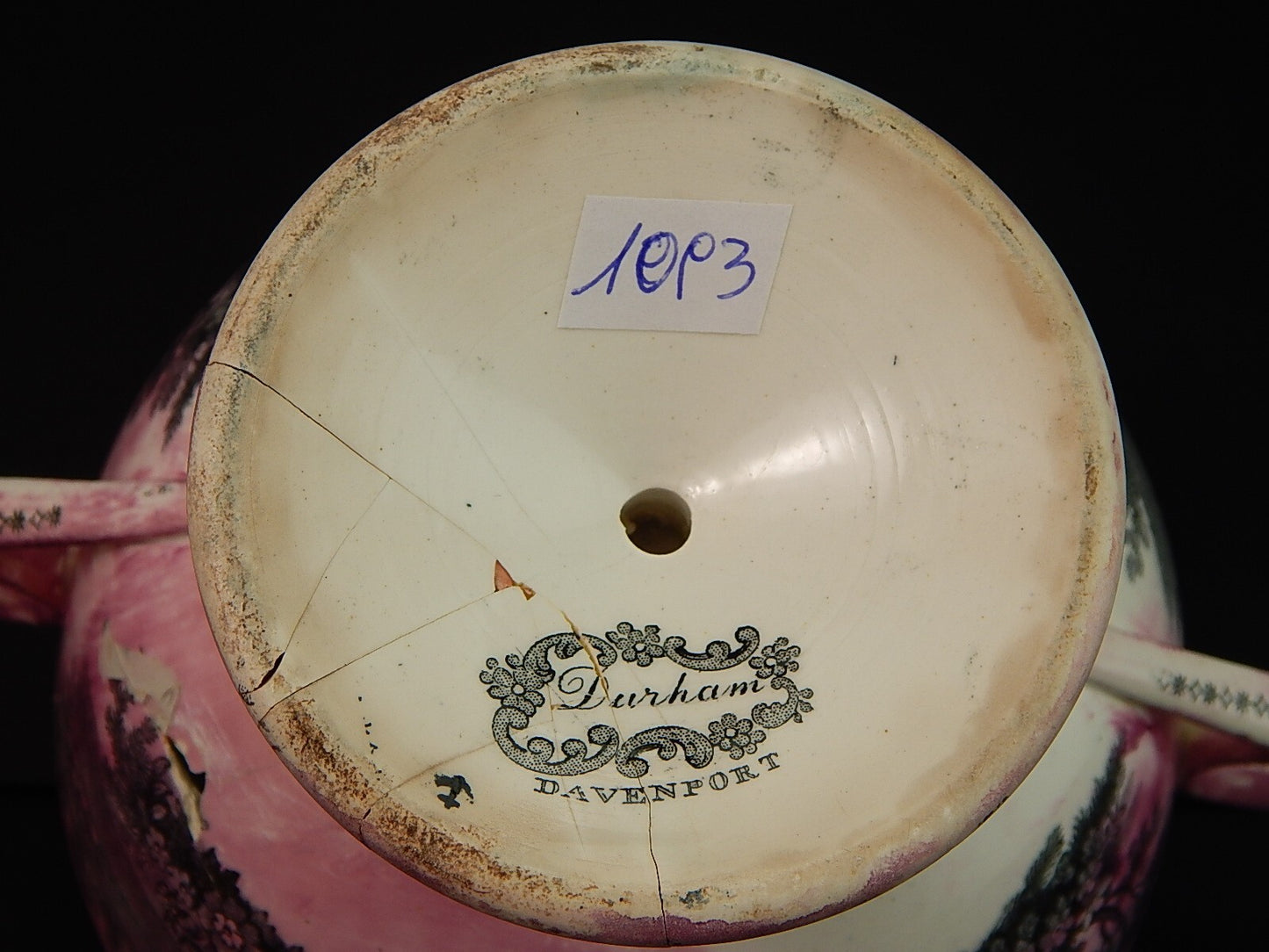 DAVENPORT 1830 DURHAM ANTICA CERAMICA ZUCCHERIERA PORTA DOLCI DANNEGGIATA